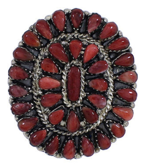 Red Oyster Shell Sterling Silver Ring Size 6-1/2 EX43731